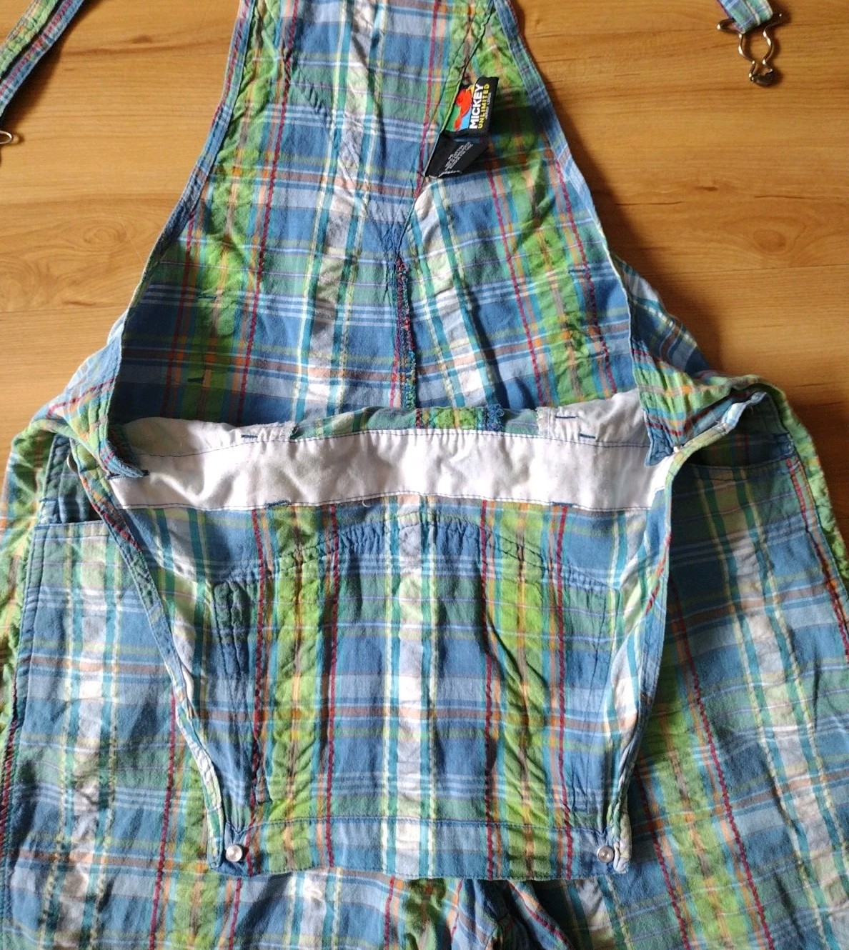 Vintage Disney Mickey Mouse Donald Duck Goofy Plaid Overalls Jr.Sz M Jerry Leigh