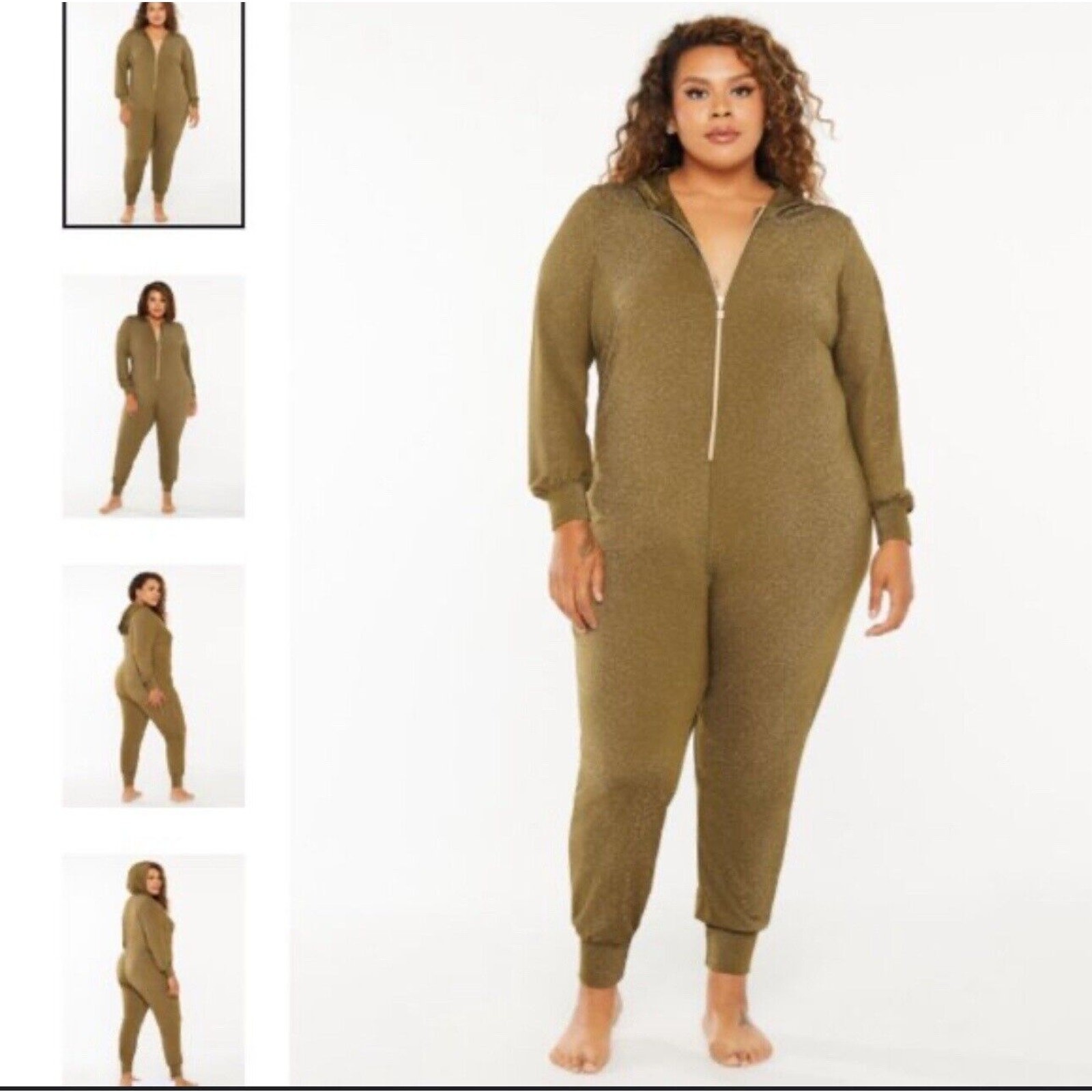 Savage x Fenty Sleep & Shine hooded one piece military green womens Large 12 14