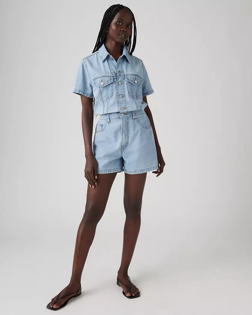 Levi’s Type 3 Denim Button Up Romper in Forgotten Dream Blue Western NWT X Small
