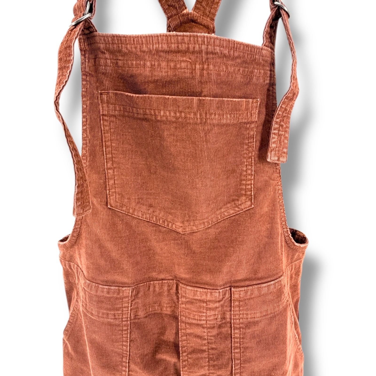 Aerie Corduroy Overalls W Medium Brown Adjustable Strap Raw Hem Tapered Leg Boho
