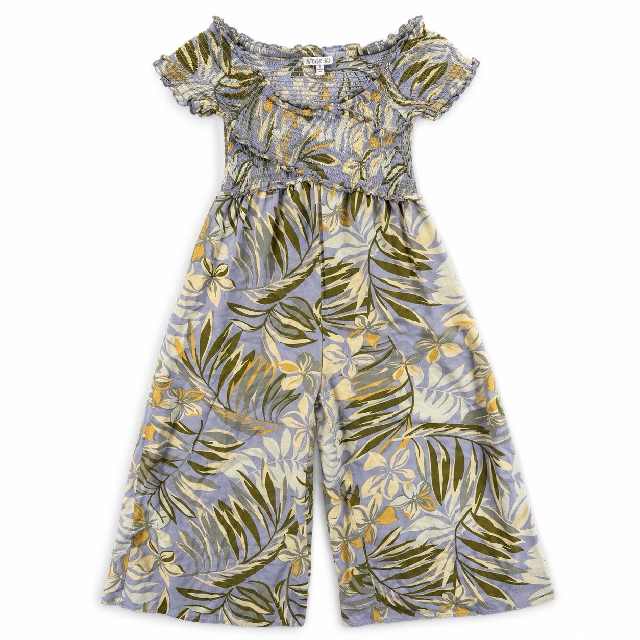 Patrons of Peace Romper S Smocked Tropical Boho Resort Pockets Rayon Flowy Beach
