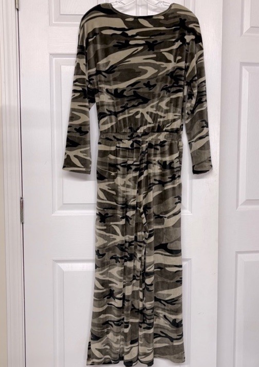 Umgee Velour Camo Stretchy Very Soft Jumpsuit Sz S