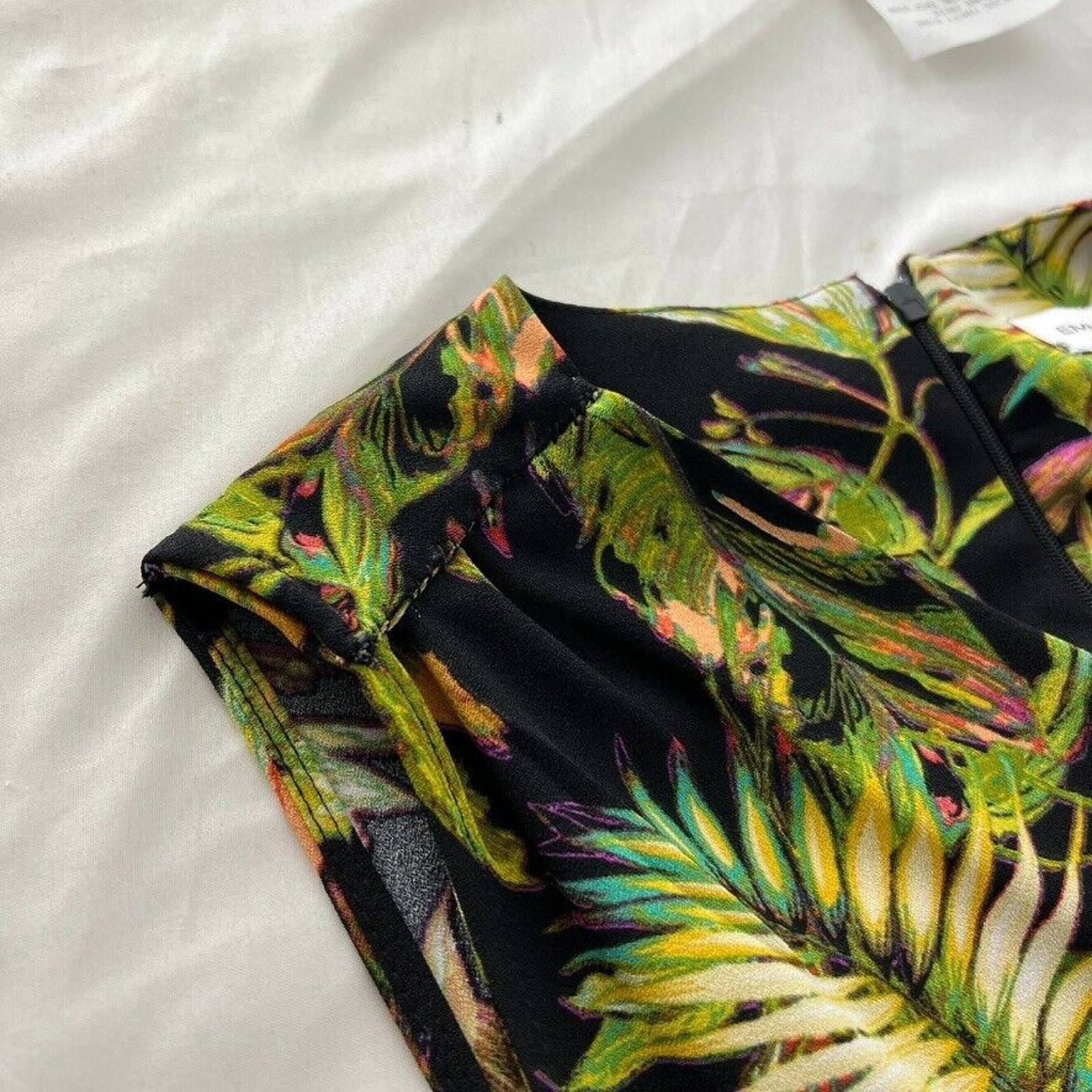 Emma & Michele Vacation Tropical Palm Leaf Sleeveless Jumpsuit 10 Green Black