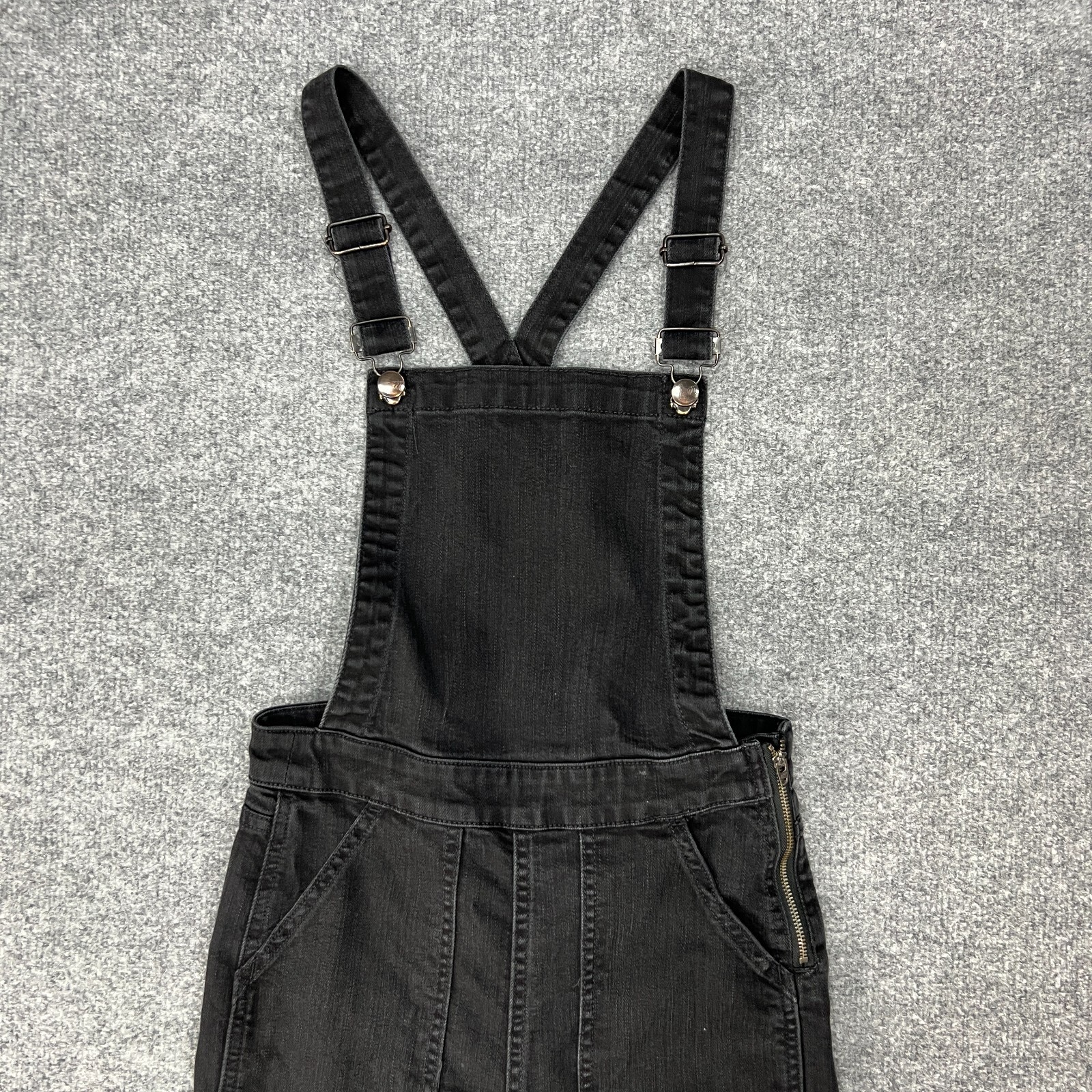 Madewell Cali Denim Bootcut Overalls Womens S Small Black Frost Kicked Leg *READ
