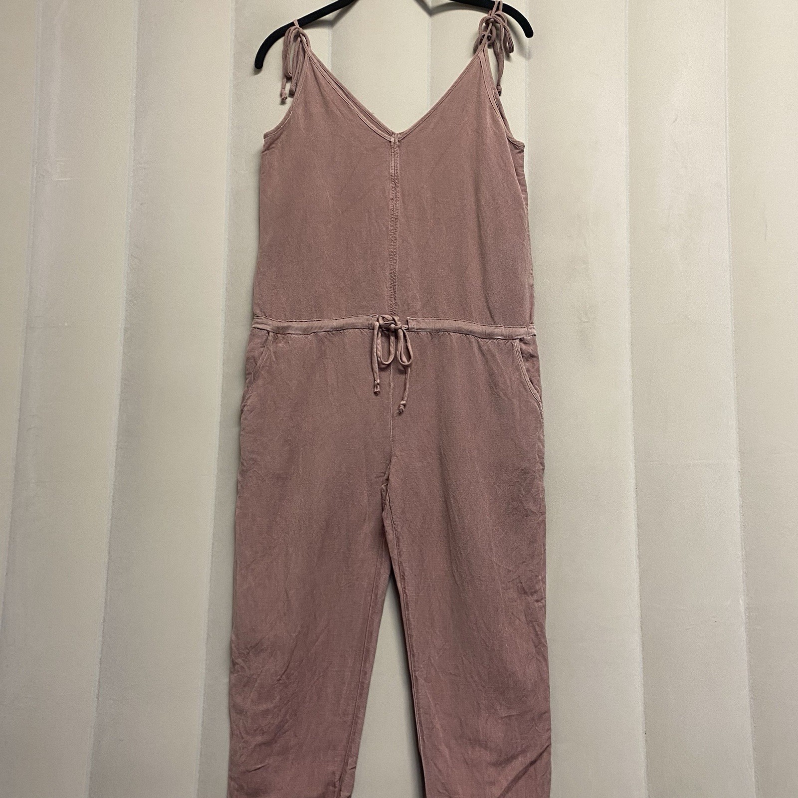 Young Fabulous & Broke YFB Womens Jumpsuit XS Linen Blend Tapered Leg Dusty Rose