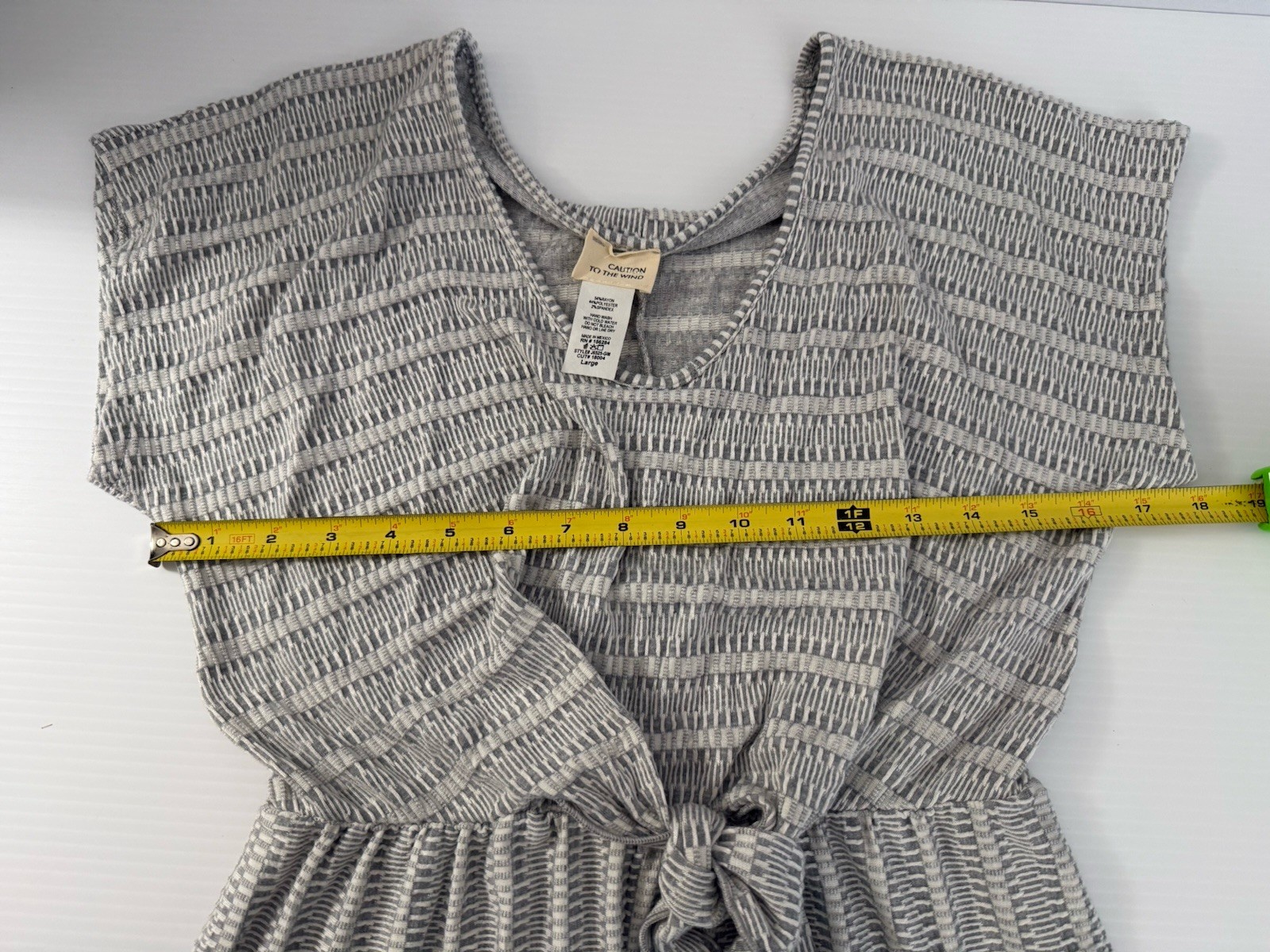 Jersey Knit Long Pant Romper Jumpsuit Grey & White Boho Wide Leg Size LG