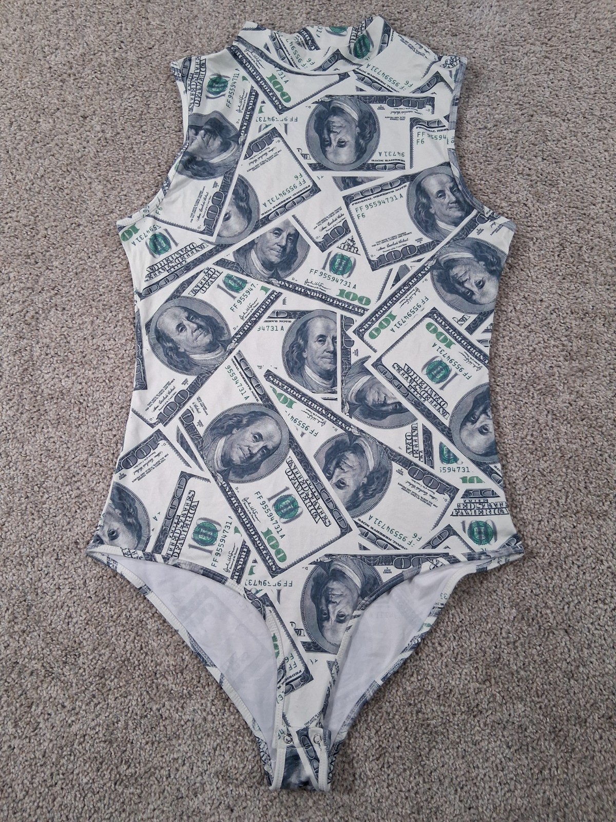 Love University 2XL Womens Bodysuit $100 Bill Graphic Print Sleeveless