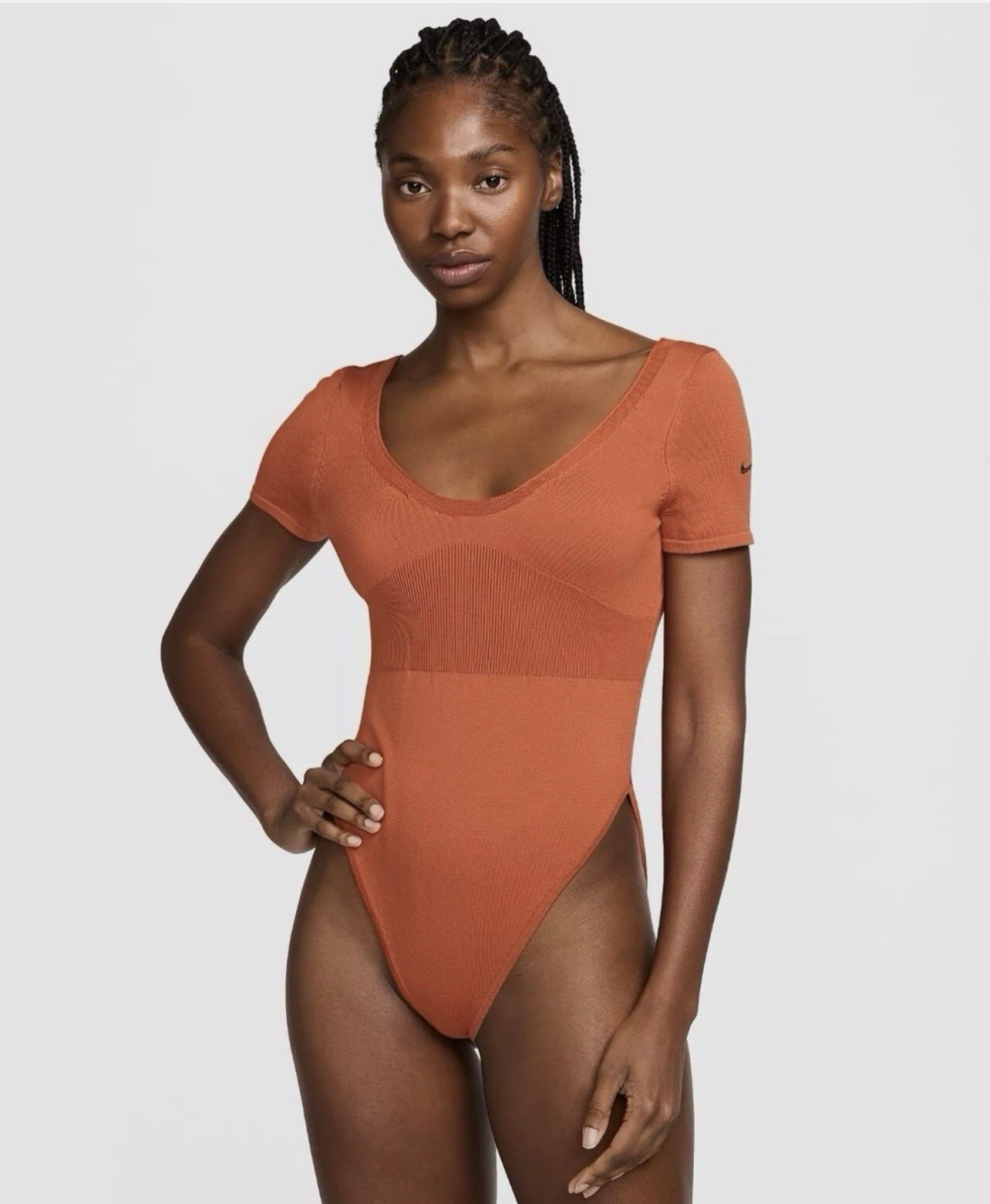 Nike Sportswear Chill Knit Bodysuit FN4692-825 Women’s Size Medium /Orange NWT