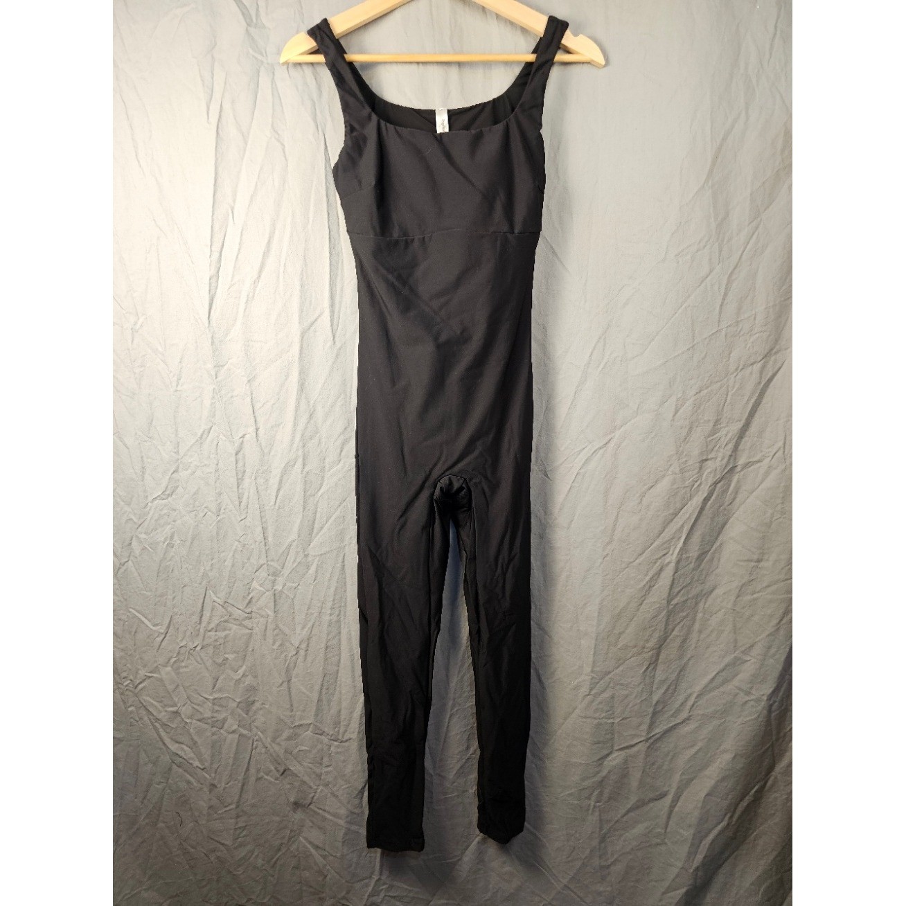 Popilush Black Square Neck Bodysuit Jumpsuit Full Length Shapewear Womens Small