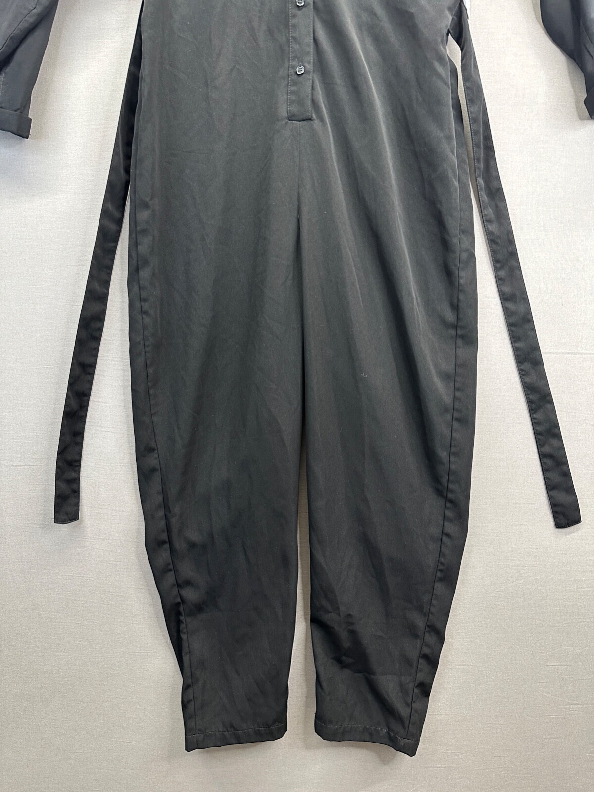 Nine West Womens Black Jumpsuit Button Drawstring Long Sleeve NWT Size S