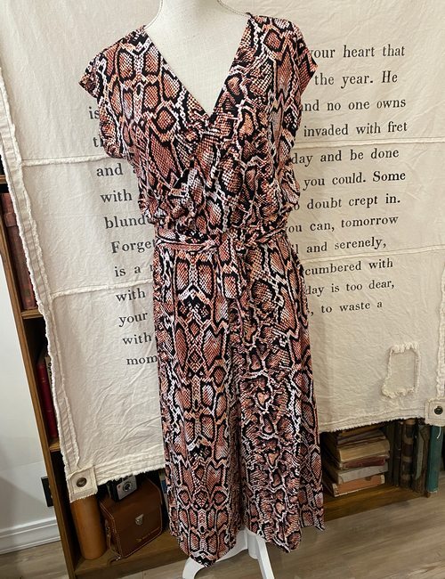 G by Giuliana Black Snake Cropped Knit Jumpsuit L Large Tall New Travel New