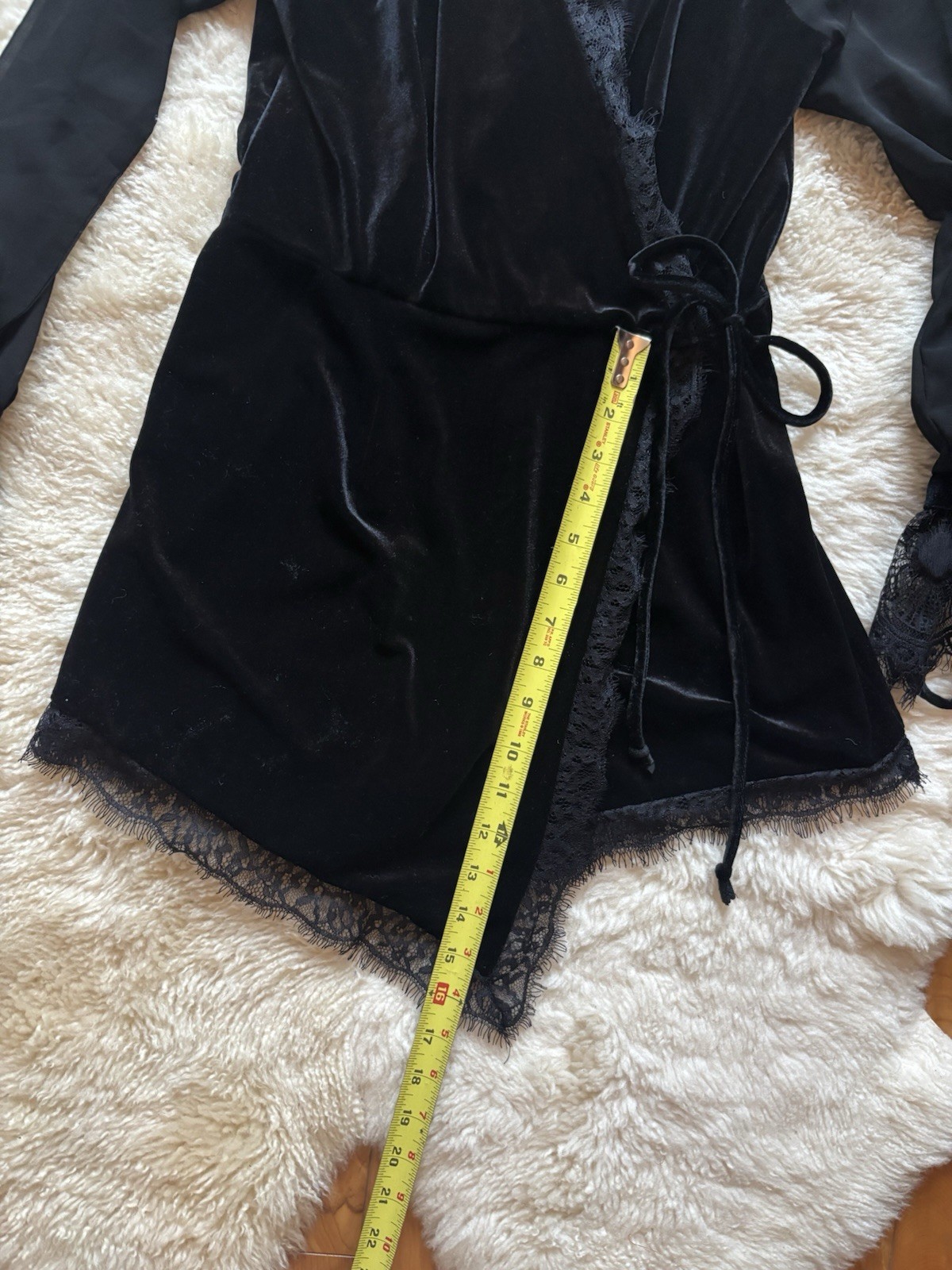 4SI3NNA Black Velvet Lace Short Skort Side Tie Romper Sz S Stunning Sexy Gothic