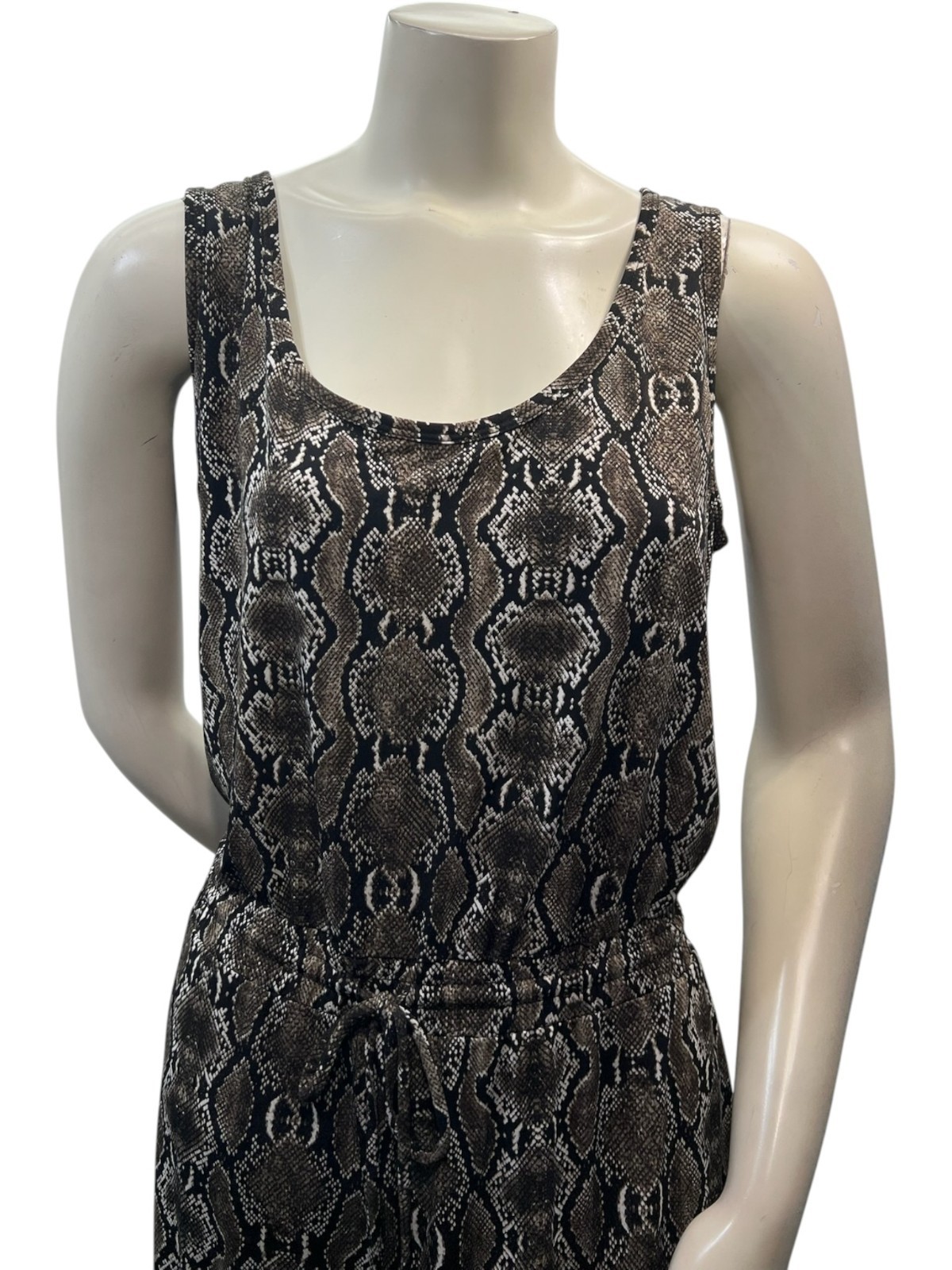 Calvin Klein Jumpsuit Womens Size 14 Multicolor Snake Sleeveless Cinch NWOT