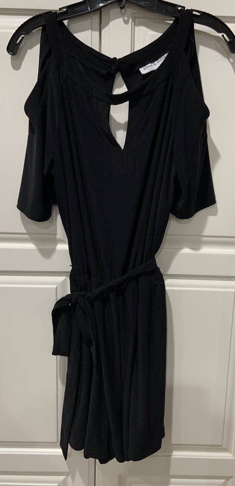 Emma & Michelle Cold Shoulder Black Jumpsuit/Romper Women’s L Black