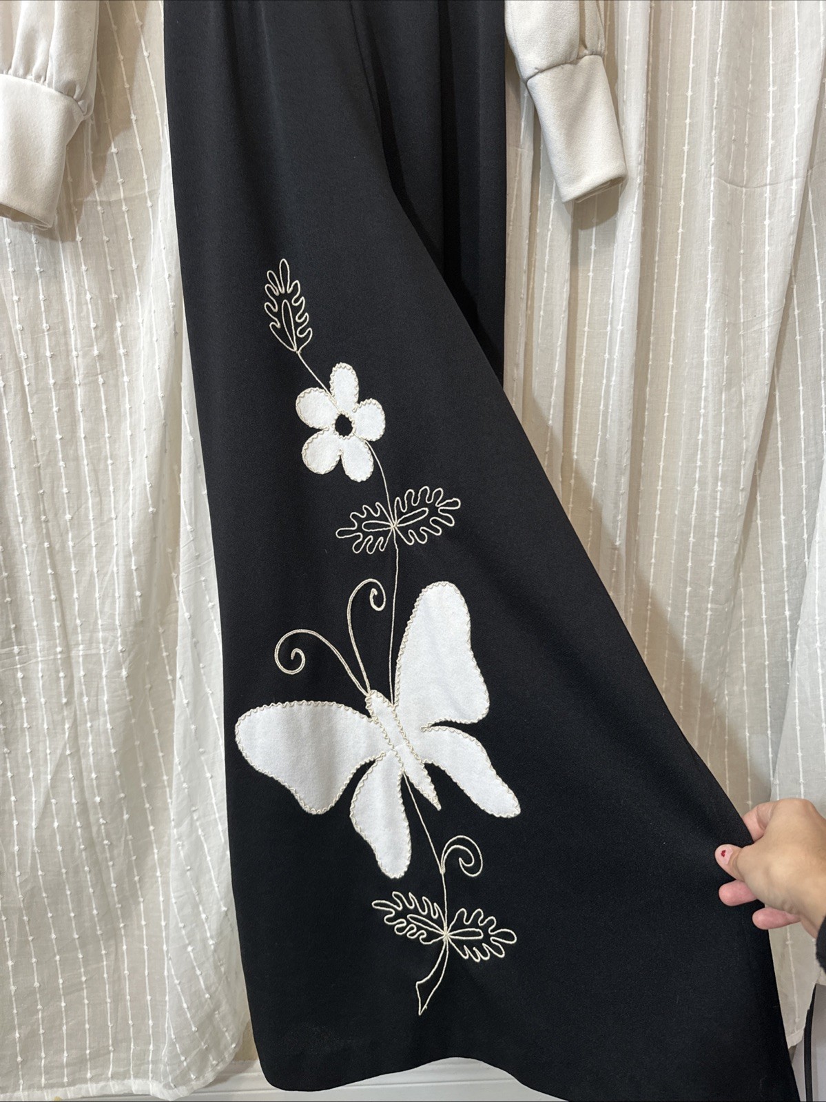 Black And White Vintage 60’s Butterfly Wide Leg Jumpsuit Women’s Small