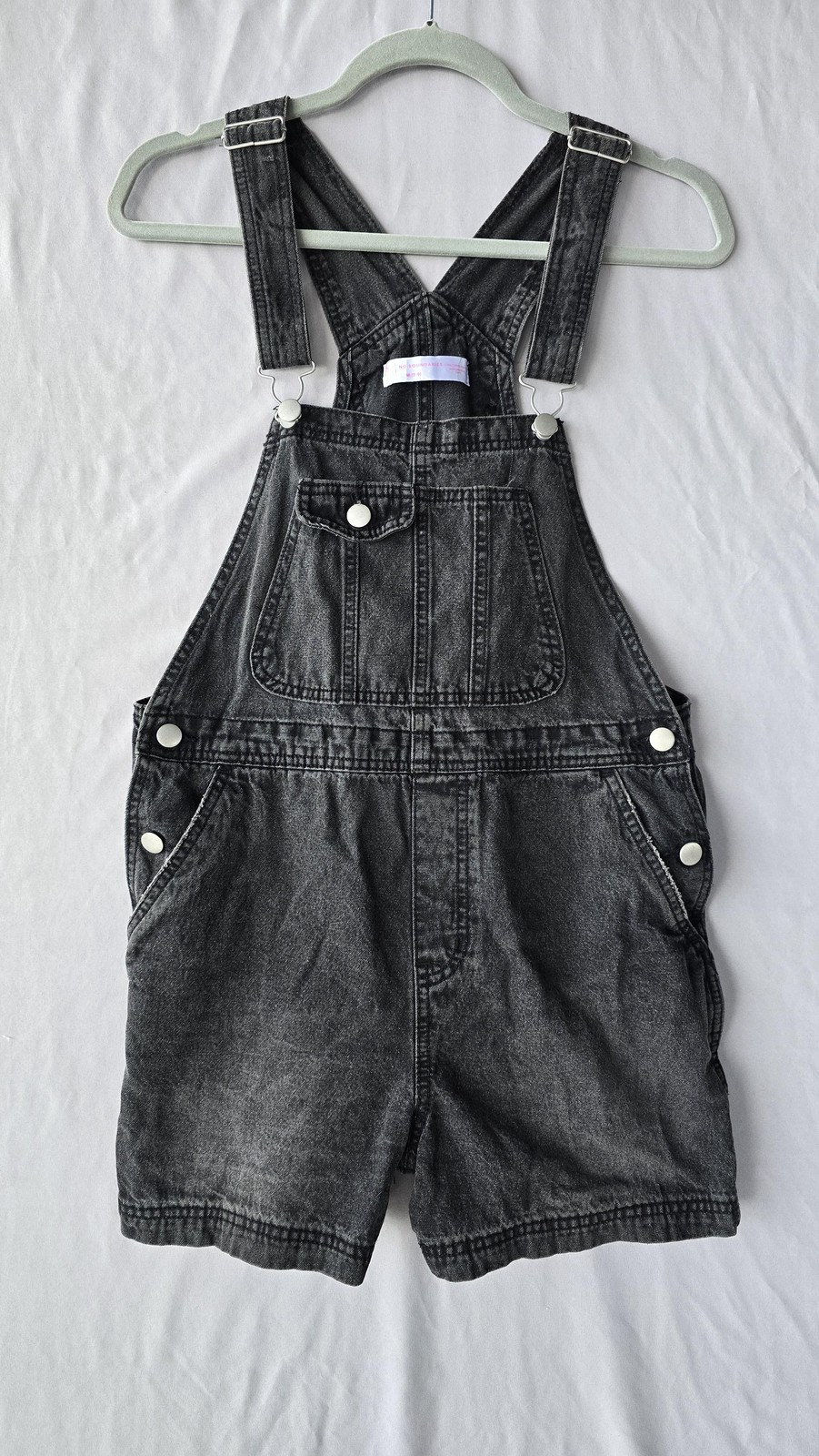 No Boundaries Overall Shorts Juniors M 7-9 Gray Denim Shortalls Adjustable