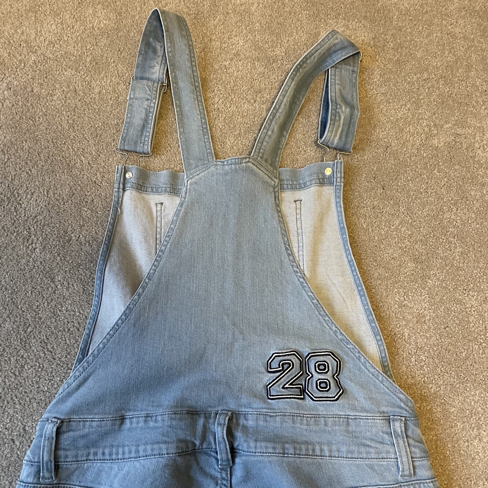 Disney Overalls Womens XS Blue Denim Mickey Mouse Bib Light Wash Casual Distress