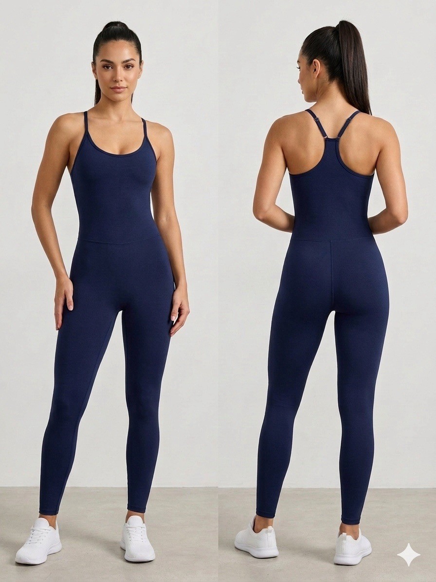PINK ACTIVE Jumpsuit Womens M Blue Knit Strappy Stretch One Piece Activewear