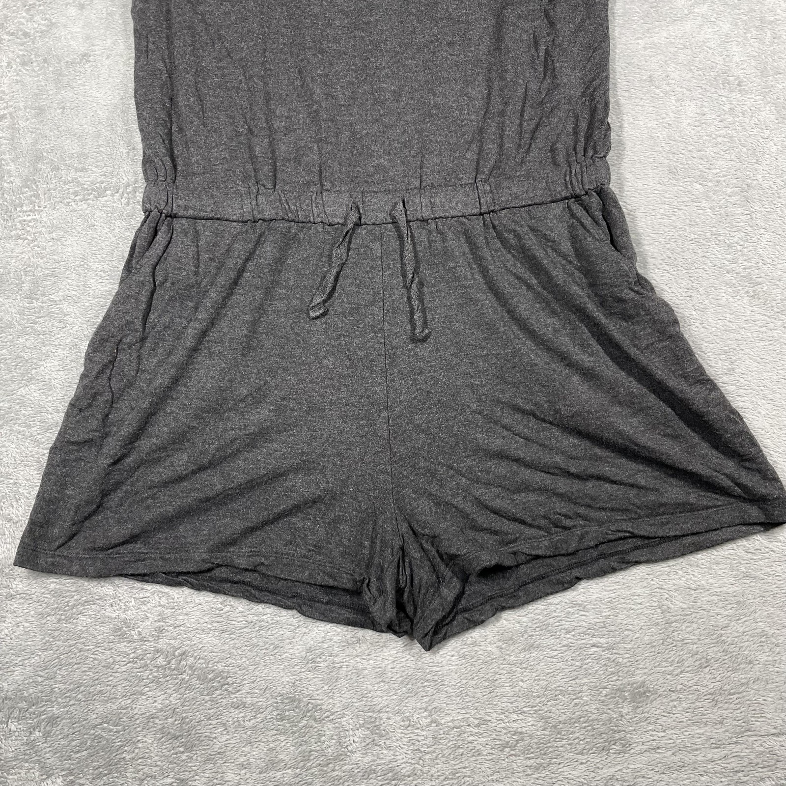 Workshop Republic Clothing Romper Womens L Gray Jersey Short Sleeve Pockets