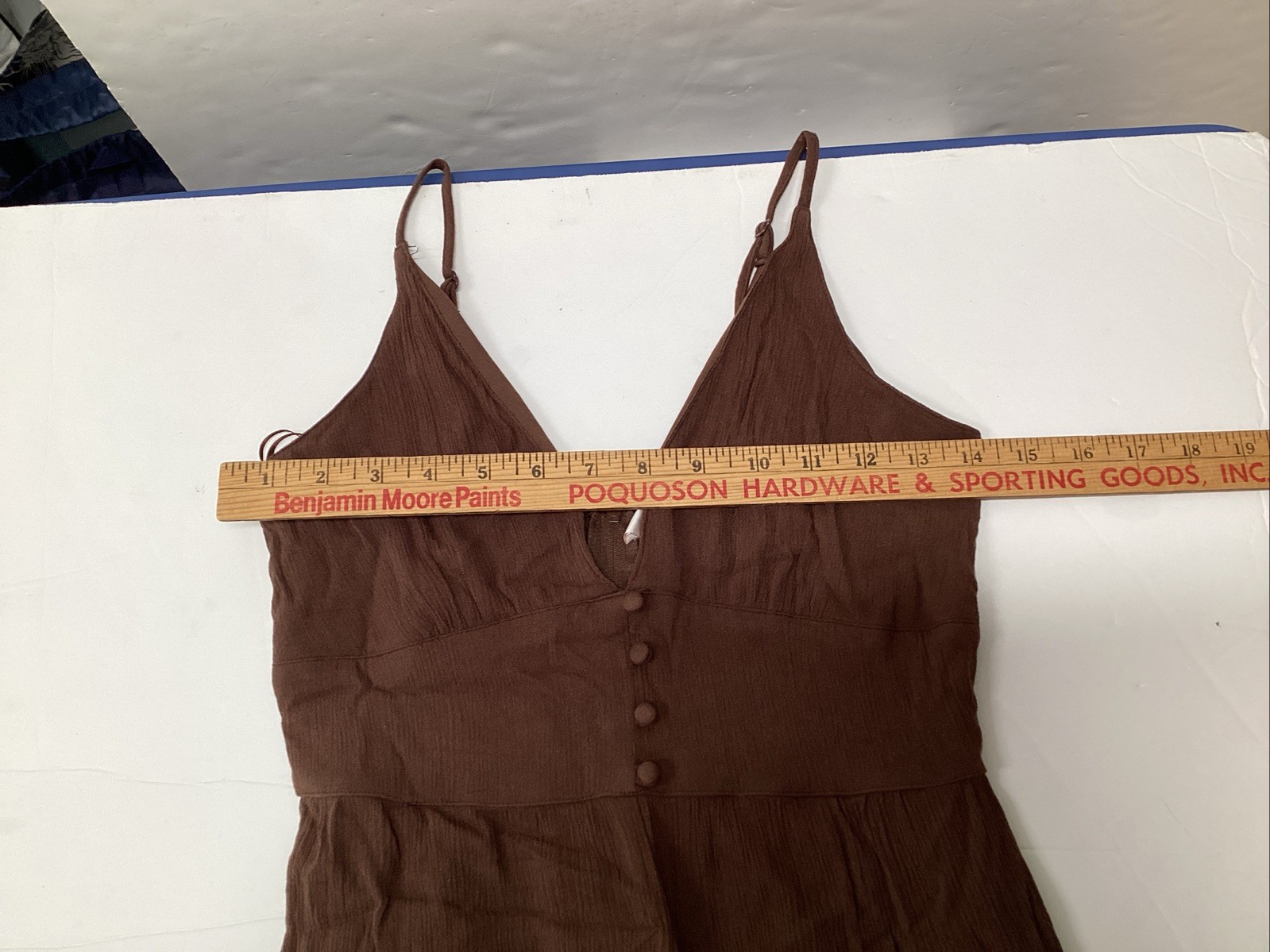 Francesca’s audrey parks jumpsuit sz S brown pockets adjustable straps