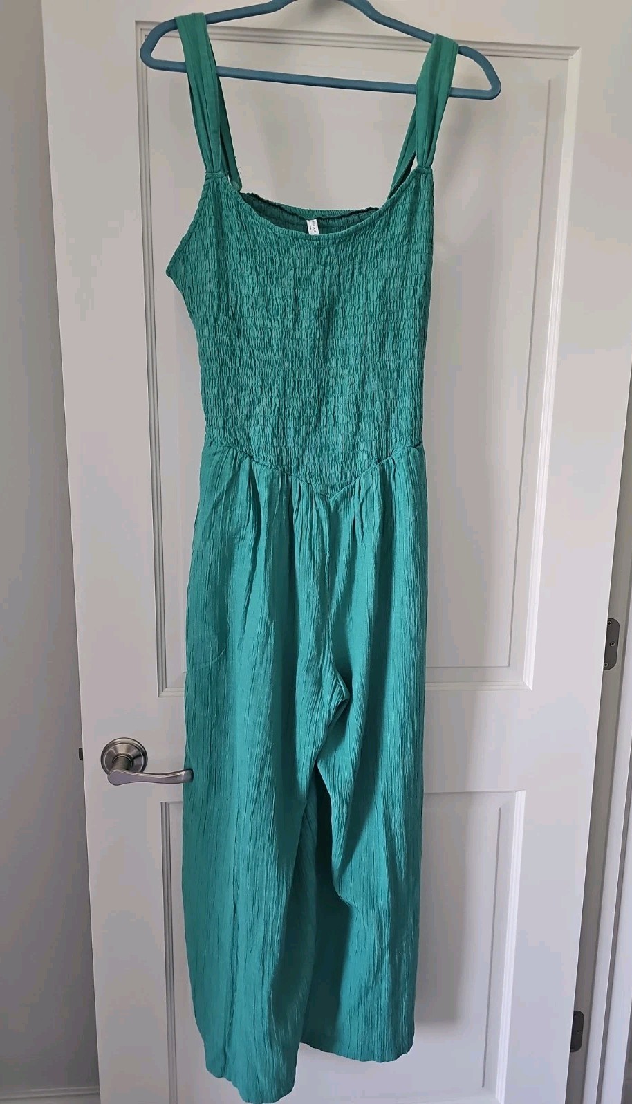 American Eagle Womens Bella Smocked Jumpsuit, Gatsby Green, Size XL, NWOT