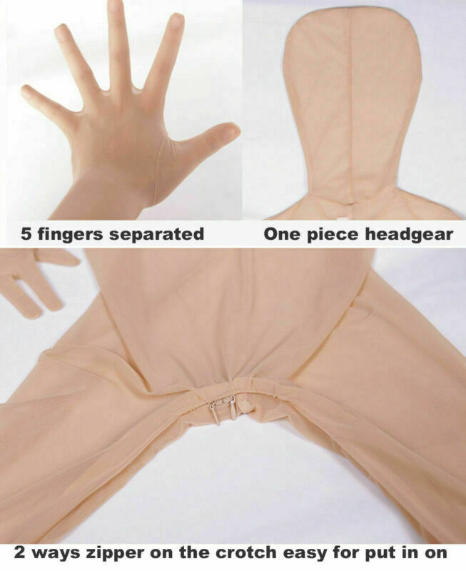 Plus Size 2-Way Zipper Bodysuit Sheer Full Body Stocking Zentai Costume Jumpsuit