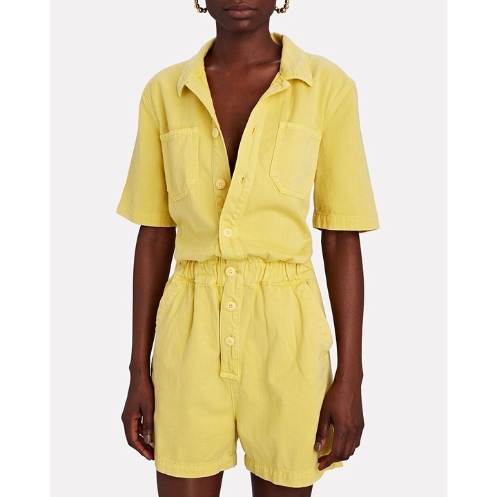 MOTHER The Springy Short Romper Yellow