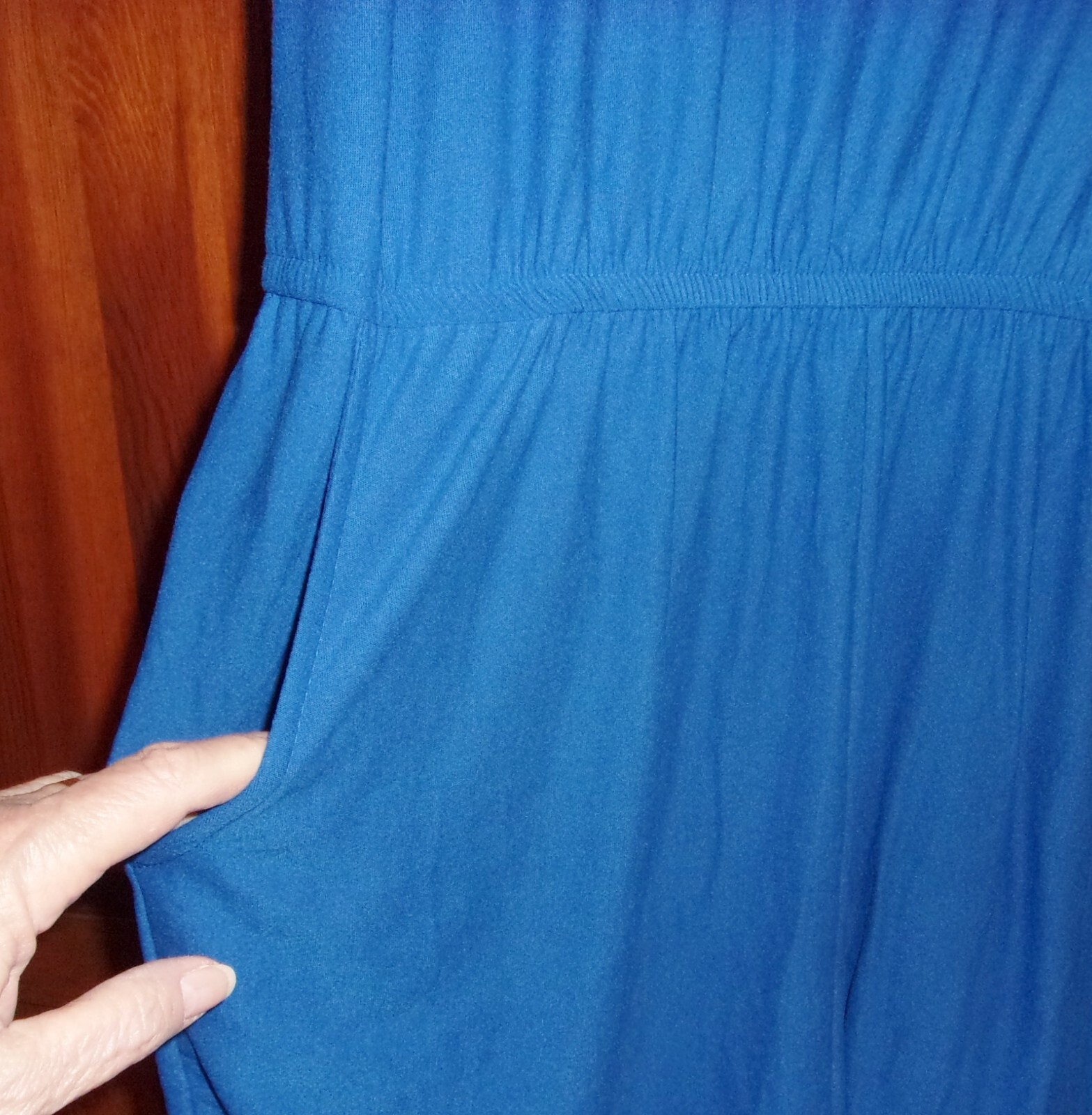 Just Be Romper Womens Blue SS Lightweight POCKETS Keyhole Back – 3X – NWT