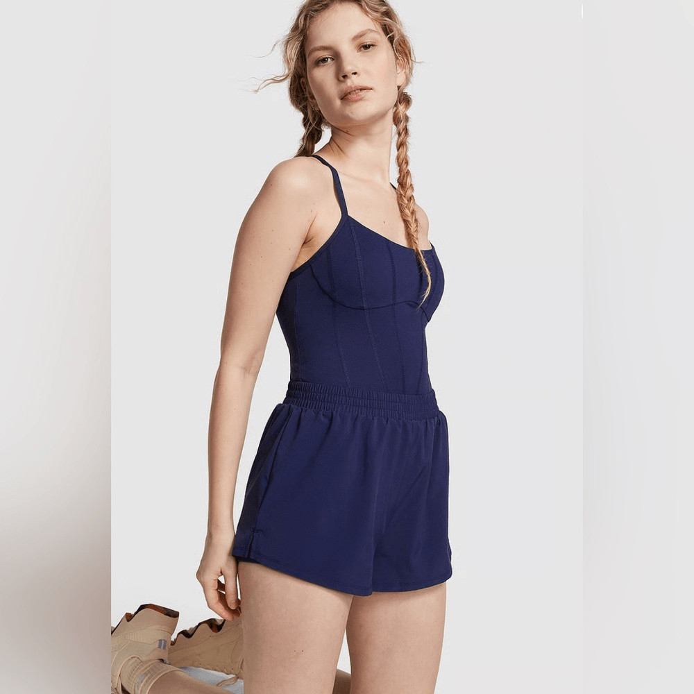 Victoria’s secret pink ultimate runsie romper navy blue