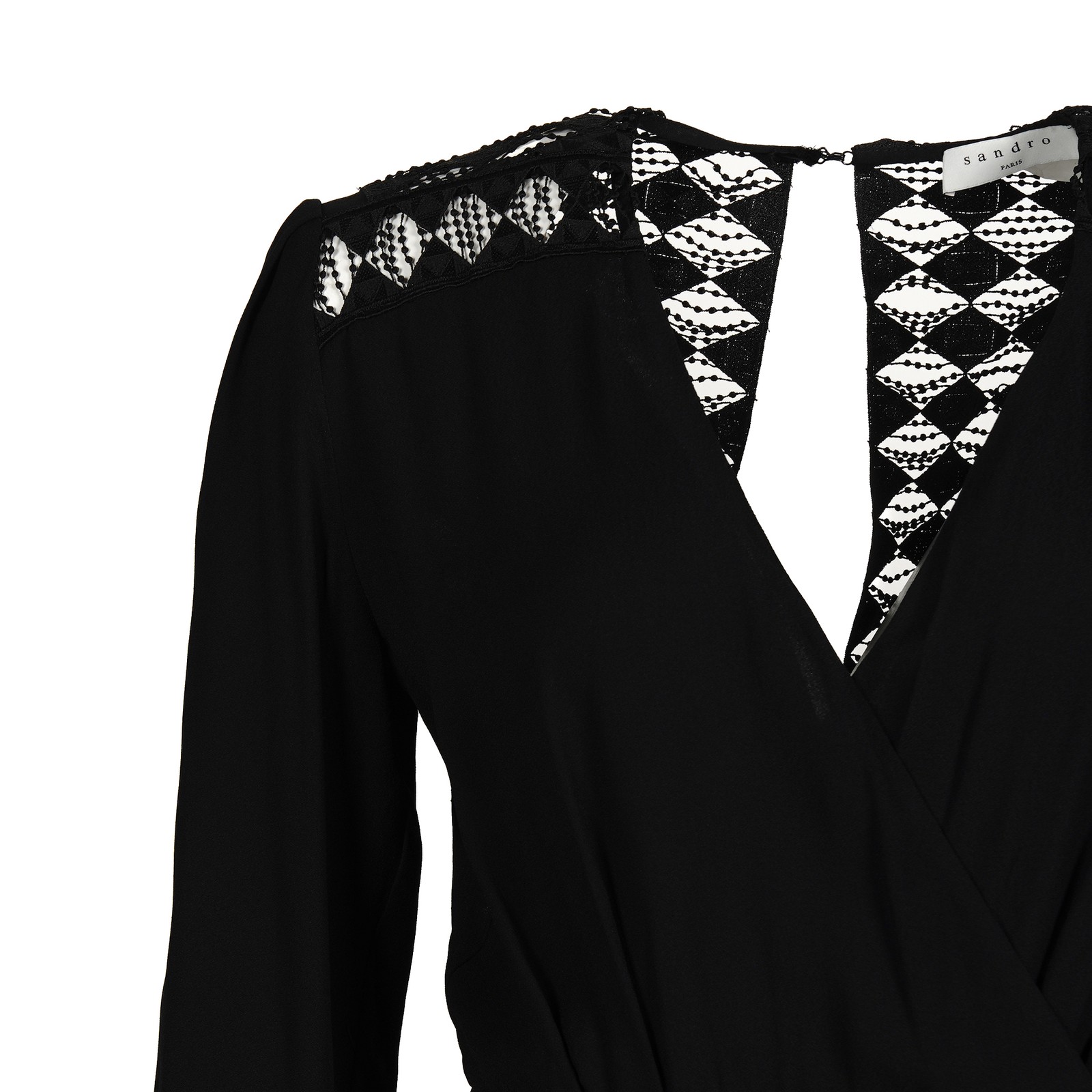 Sandro Paris jumpsuit black viscose size 34 XS women’s V-neck SFPCO00036