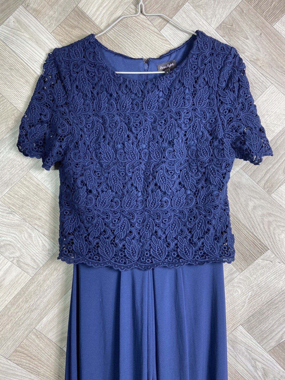 Ladies Phase Eight Navy Fitted Smart Jumpsuit Lace Detail Size 8 Formal