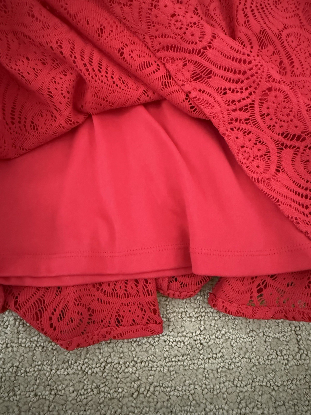 Nine West Red Laced Lined V Neck Dress, Size 4