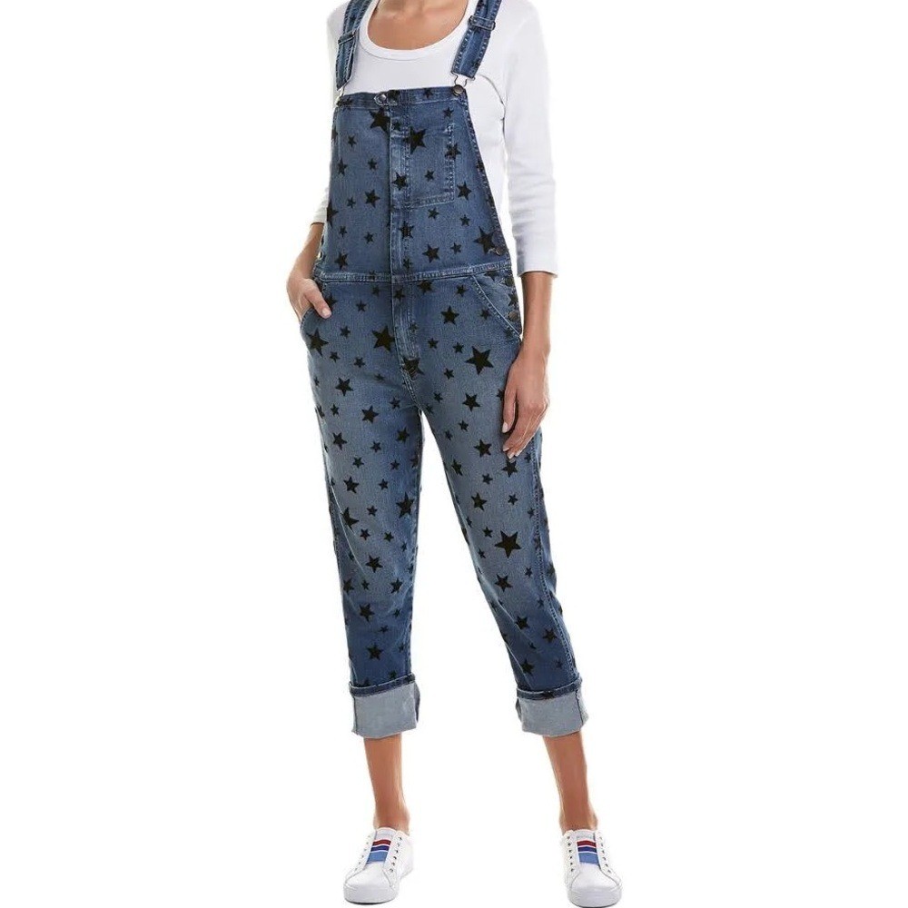 Current/Elliott The Rollin Flocked Star Overalls size 1