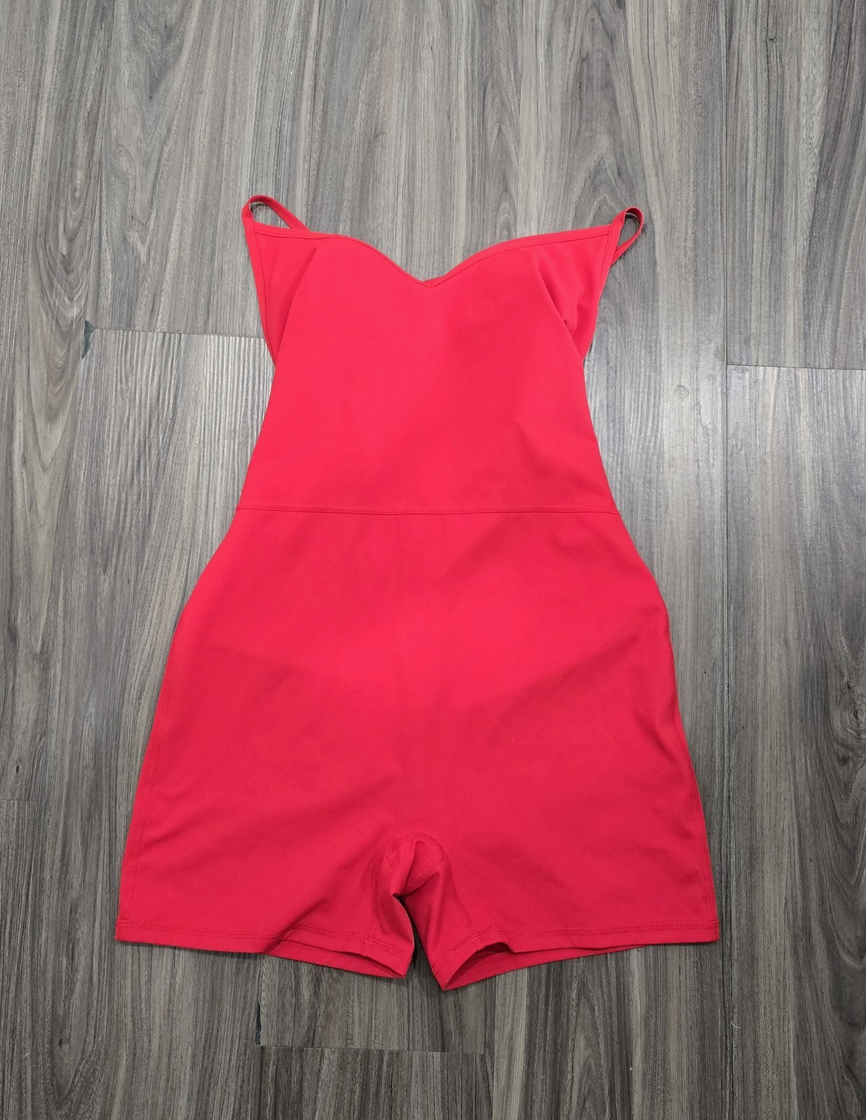 Fabletics Red Sweetheart Neck Stretch Romper One-Piece Jersey Spaghetti M NWOT