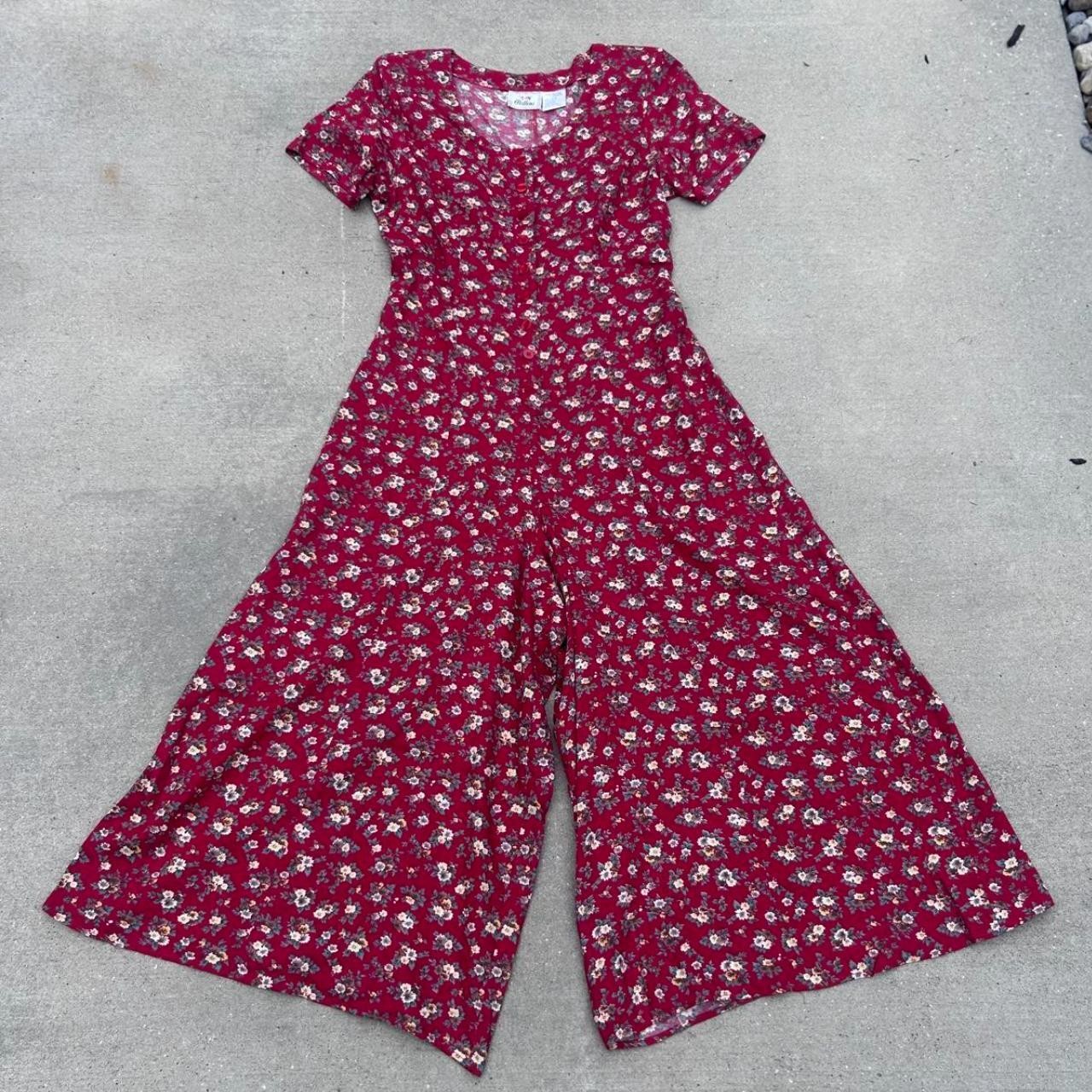 Vintage 80s 90s Rayon Pellini maroon red floral print jumper