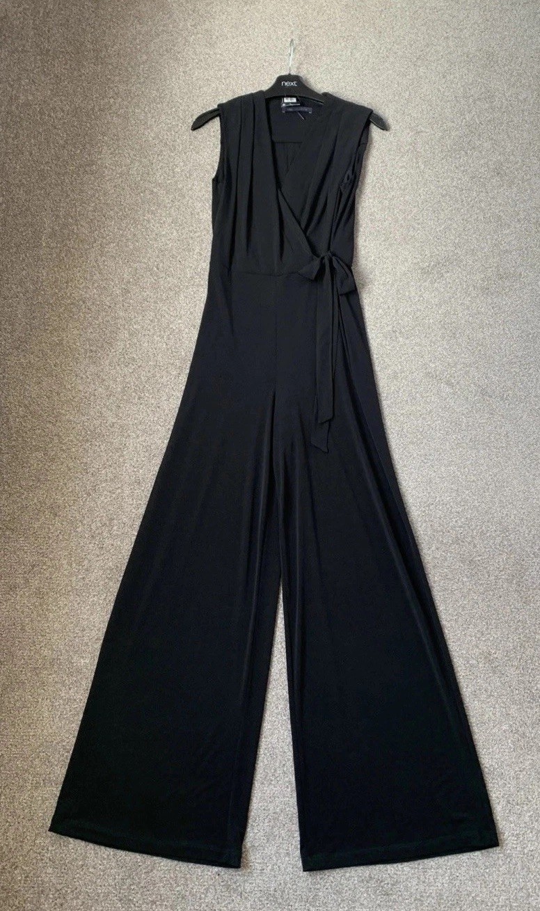 M&S Jumpsuit Size 8R Black Stretch Party Evening Elegant NEW