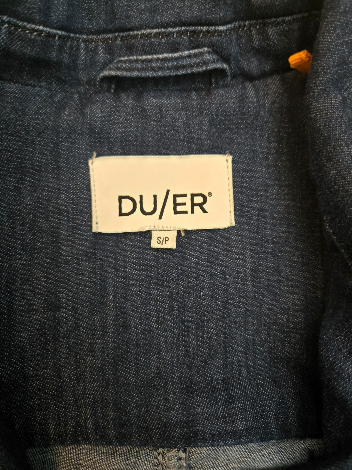 DUER Performance Denim Romper Dark Wash Zip Front Utility Size Small