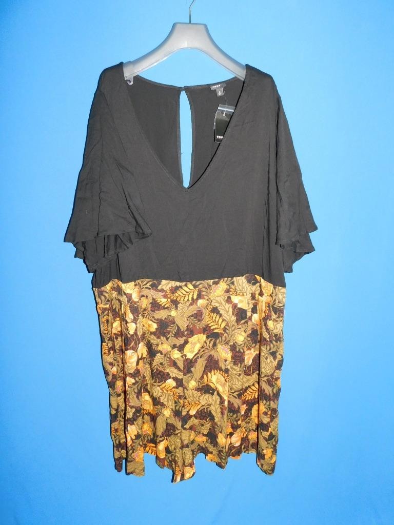 Torrid Size 5 5X NWT Black Orange Floral Challis Romper Shorts Flutter Sleeve