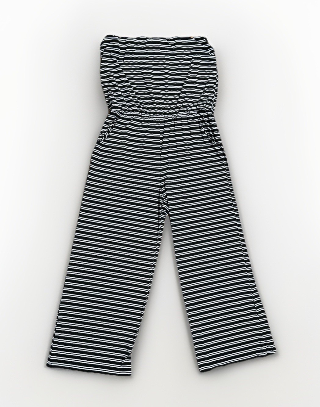 Tacera Striped Wide-leg Halter Jumpsuit Women’s Size XL Black White
