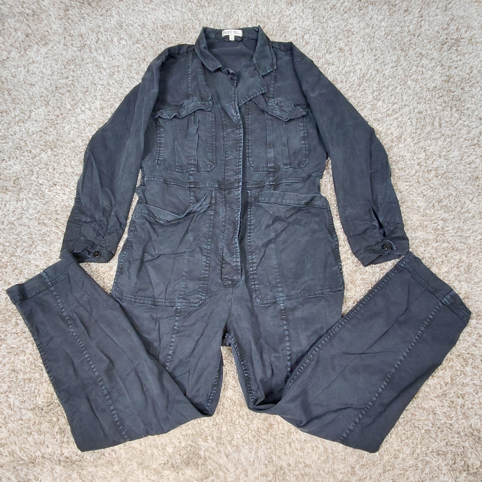 Alex Mill Expedition Jumpsuit Washed Twill Women’s Medium Dark Blue Utility