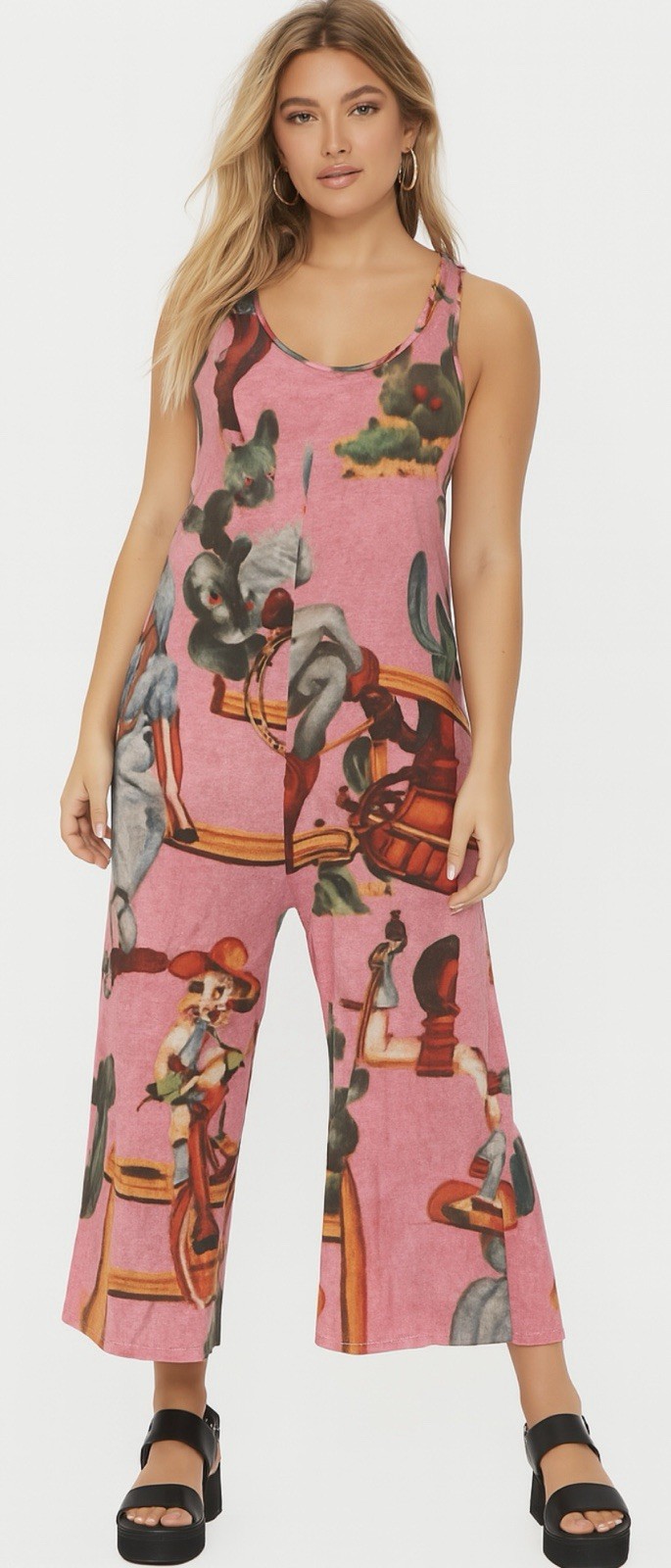 Western Cowgirl Pinup Print Racerback Jumpsuit Kitschy Y2K Festival Romper XS