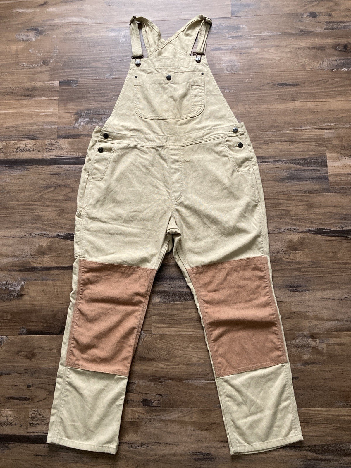 Patagonia All Seasons Hemp Canvas Bib Overalls Womens XL Tan Good Condition
