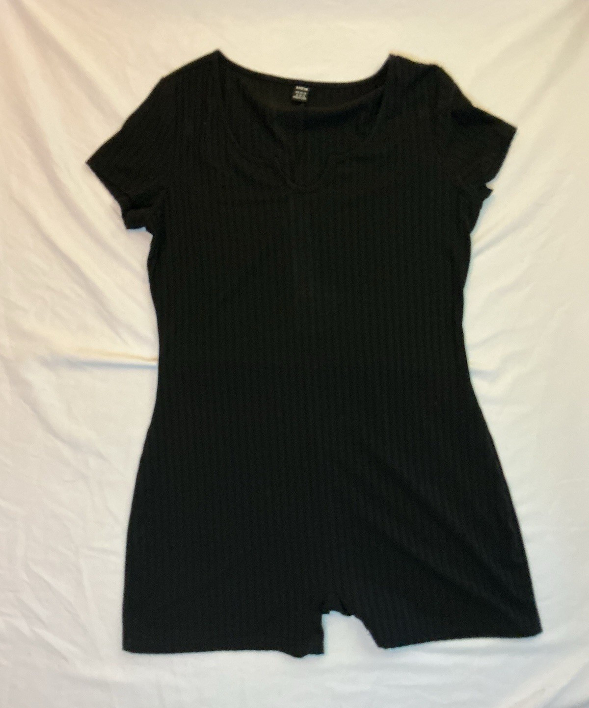 SHEIN Women’s Black Solid Short Sleeve Romper One-Piece, Size XL Regular
