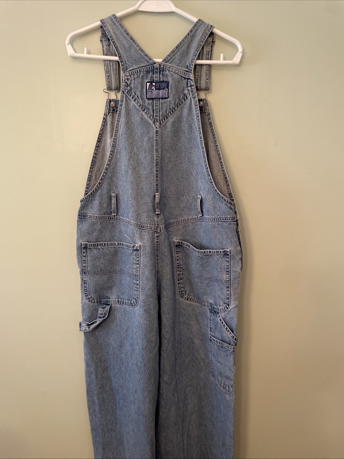 Disney Vintage Winnie The Pooh Retired Eeyore Denim Overalls Womens LG GUC Rare