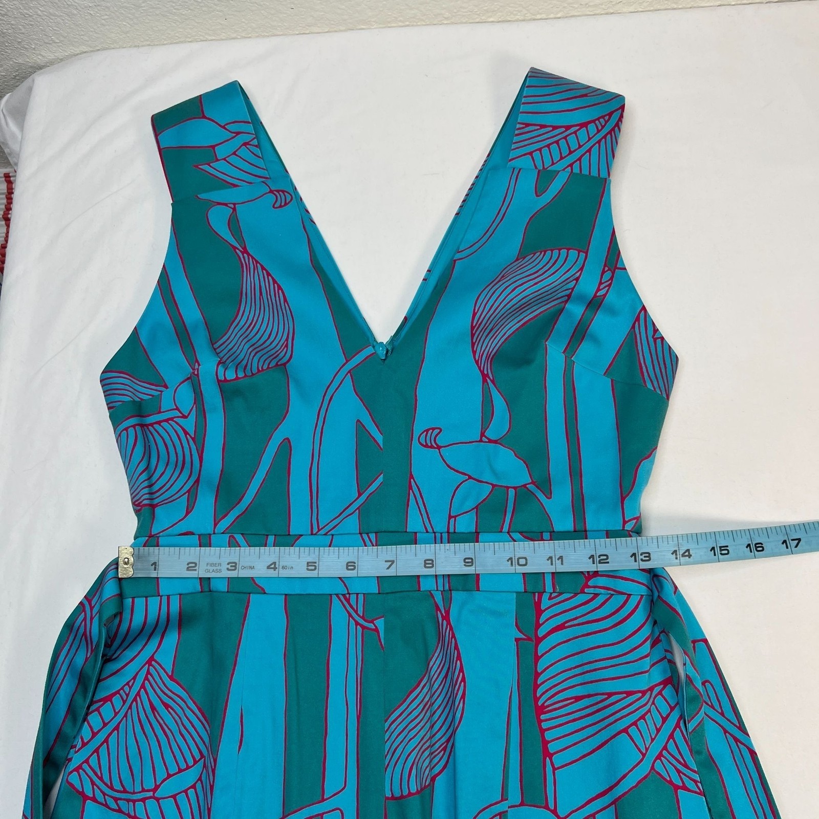 Alexis Cerelia Abstract Floral Jumpsuit Blue Green Wide Leg Cropped Sleeveless S