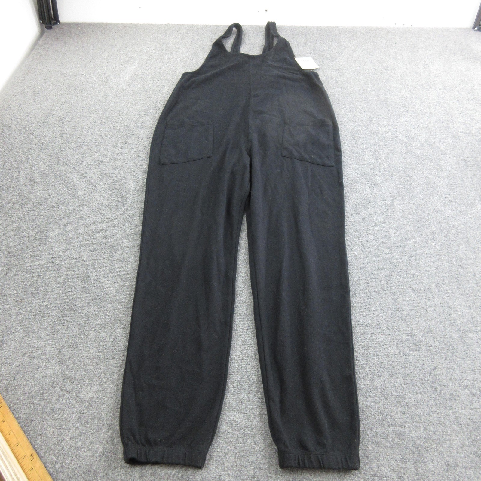 For Days Romper Womens Medium Black Long Relaxing Sleeveless Jersey Pockets Soft