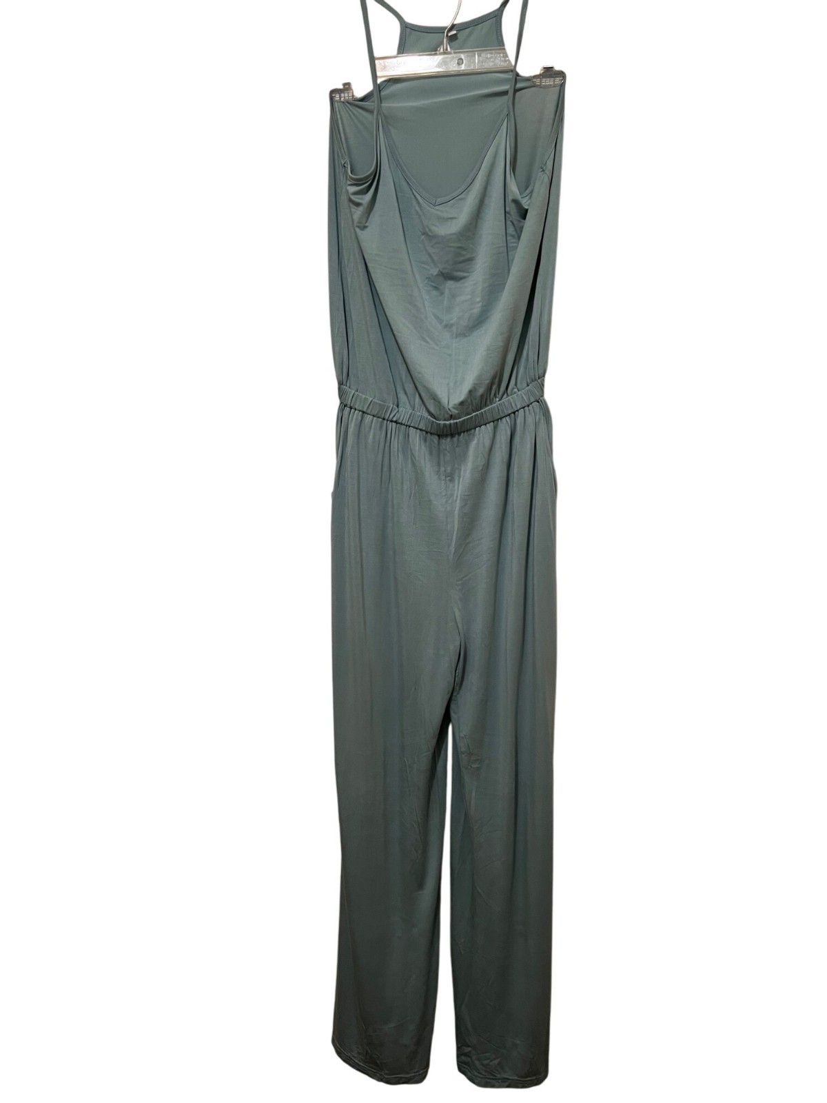 Light Blue Medium Sleeveless Jumper Stretch Pull on Pockets Wide LegsElastic Wai