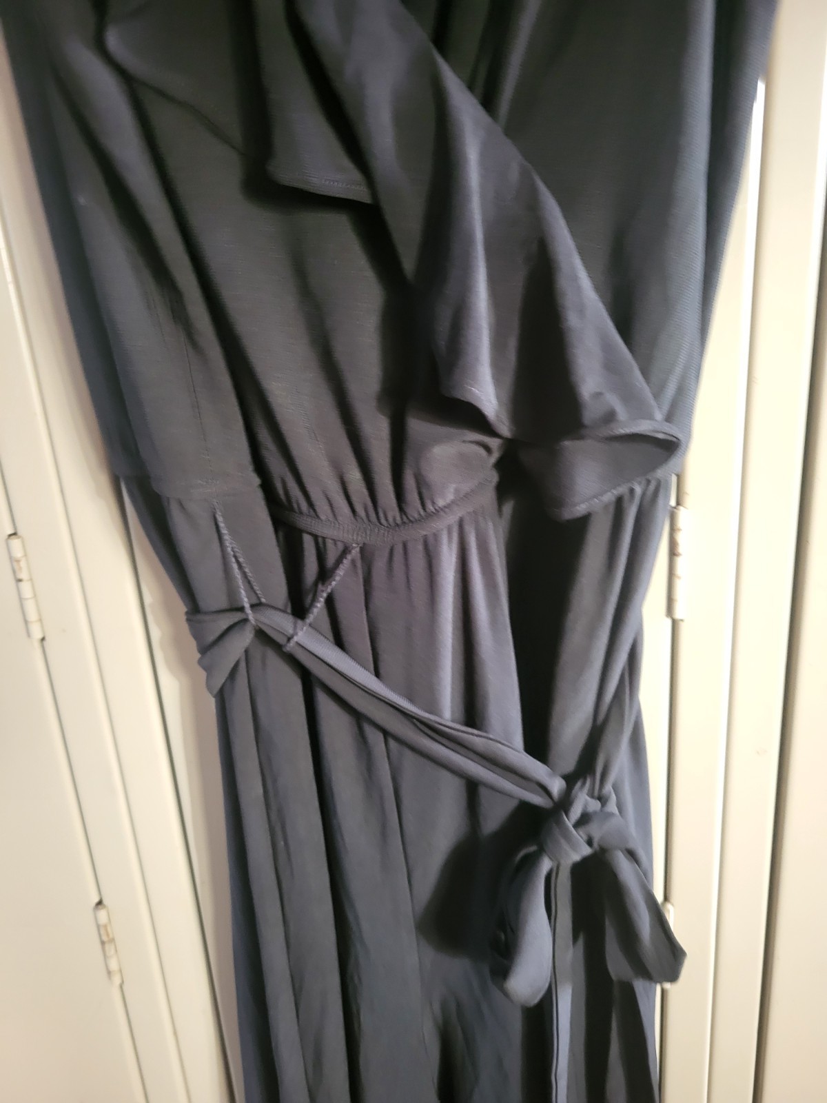 EMMA MICHELE Jumpsuit Black VCut Ruffle Sleeveless. Medium. Nwt