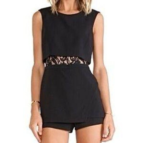 BCBGMAXAZRIA Black Larsen Lace Sleeveless Layered Skort Romper Size 8