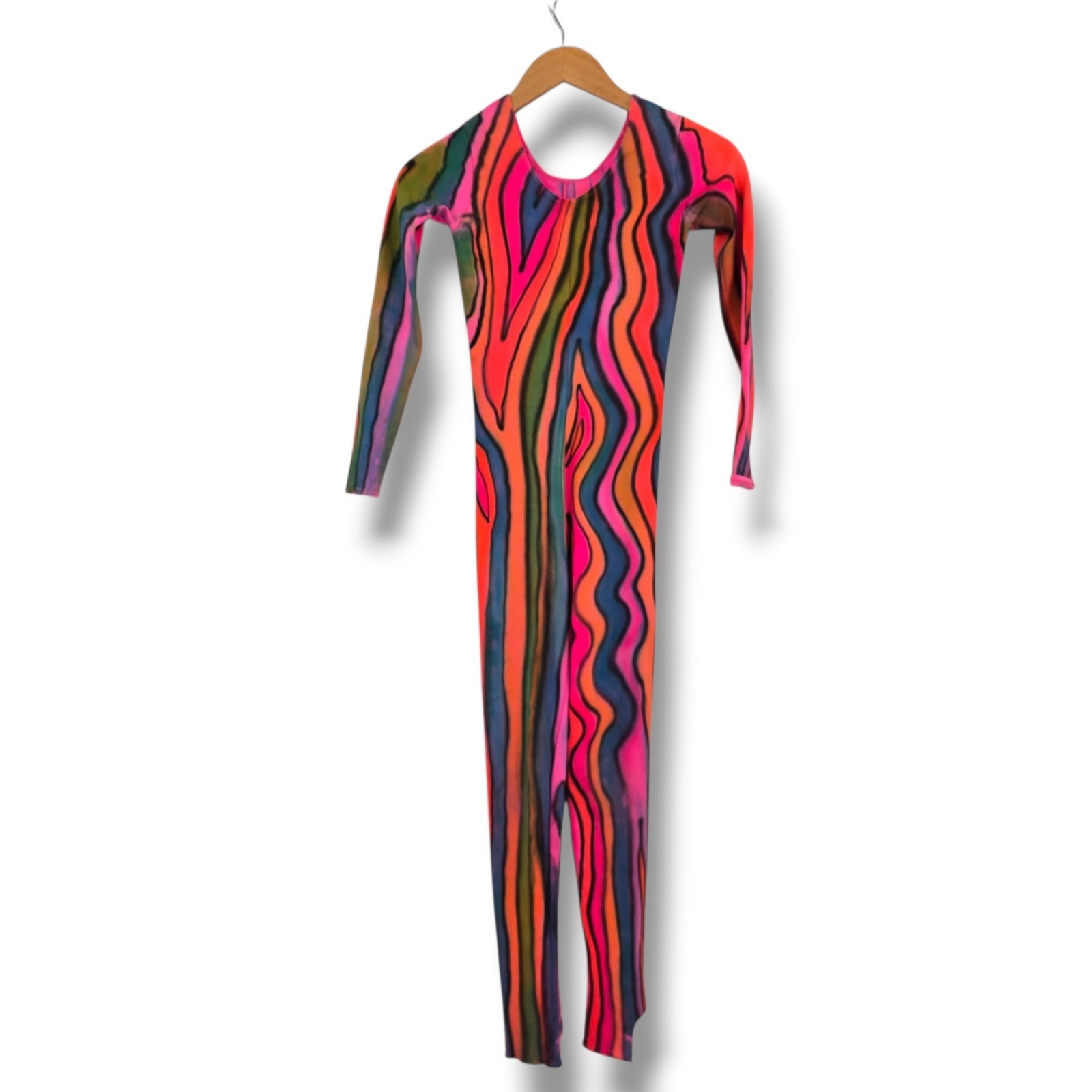 LaMendola Psychedelic Wavy Stripe Long Sleeve Stirrup Unitard Bodysuit Large USA
